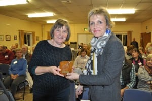 Rachel Crawford accepts her award from Chair Joanne Blacker
